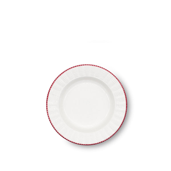 summerill & bishop Rattan Effect Hand-Painted Bordeaux Rim Soup Plate 23cm