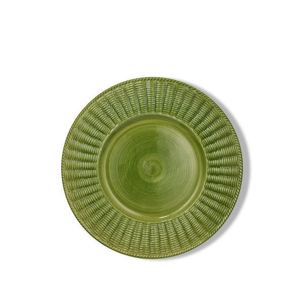 summerill & bishop Rattan Effect Hand-Painted Brushed Olive Green Charger Plate 32.5cm