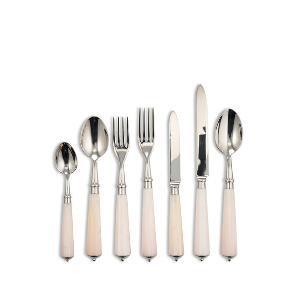 summerill & bishop Ravel Faux Rose Quartz & Stainless Steel 7 Piece Cutlery Set