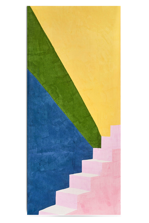 summerill & bishop "Rays" Block Colour Linen Tablecloth in Multicolours