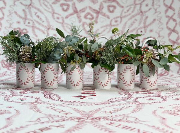 Summerill & Bishop Red Laurel And Gold Dots Diamond Basket 21cm X 9cm