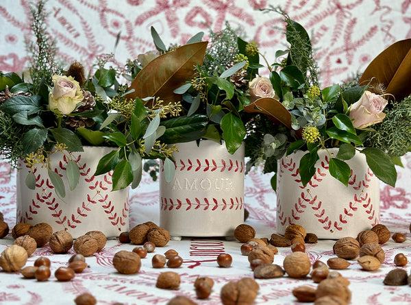 Summerill & Bishop Red Laurel Gold Dots Diamond Vase 16cm X 21cm