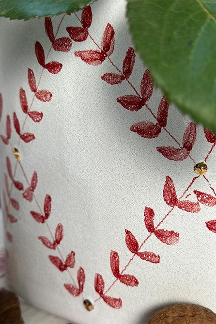 Summerill & Bishop Red Laurel Gold Dots Diamond Vase 16cm X 21cm