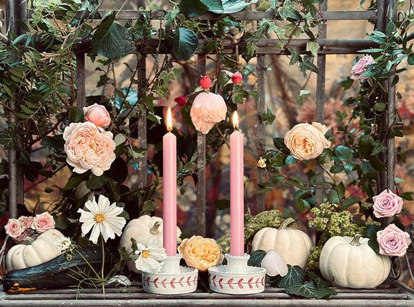 Summerill & Bishop Red Laurel Low Candle Holder 6cm X 10cm