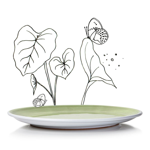 Summerill & Bishop S&B 'Brushed' Ceramic Dinner Plate In Season Green 28cm