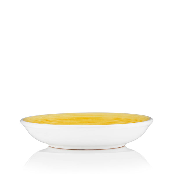 summerill & bishop S&B 'Brushed' Ceramic Pasta Bowl in Yellow 22cm