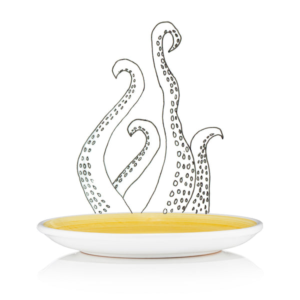 Summerill & Bishop S&B 'Brushed' Ceramic Side Plate In Yellow 21cm