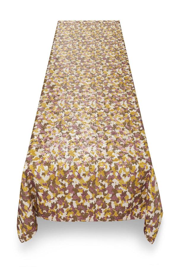 Summerill & Bishop S&B Couture: 'London Plane' Sequin Table Gown In Khaki Yellow Dusty Pink And White