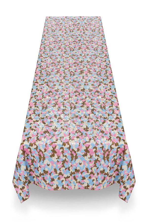 Summerill & Bishop S&B Couture: 'London Plane' Sequin Table Gown In Pink Khaki Blue And White