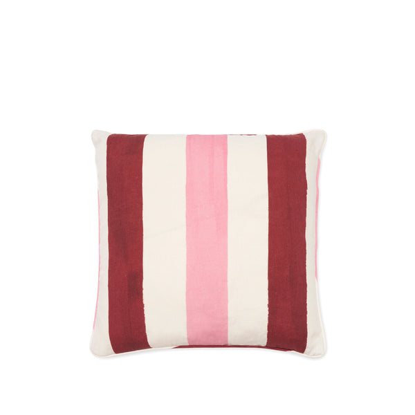 summerill & bishop S&B Dual 'Stripe' Raspberry & Rose Pink Linen Cushion 50x50cm