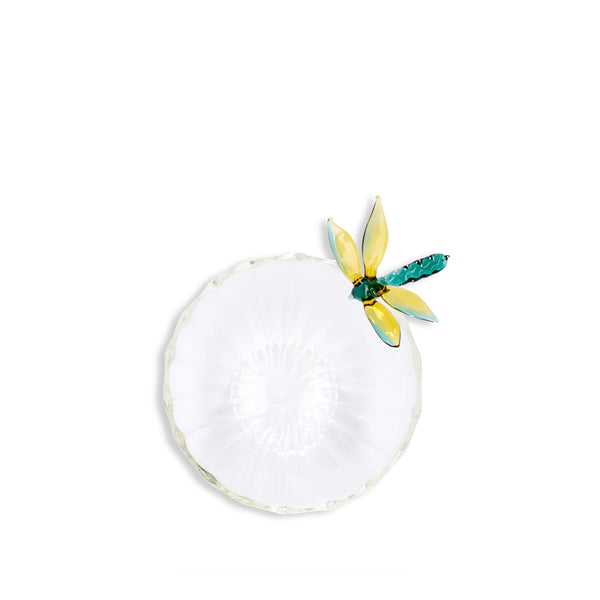 Summerill & Bishop S&B Exclusive Handblown Glass Dragonfly Bowl In Green & Yellow