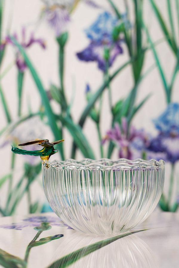 Summerill & Bishop S&B Exclusive Handblown Glass Dragonfly Bowl In Green & Yellow