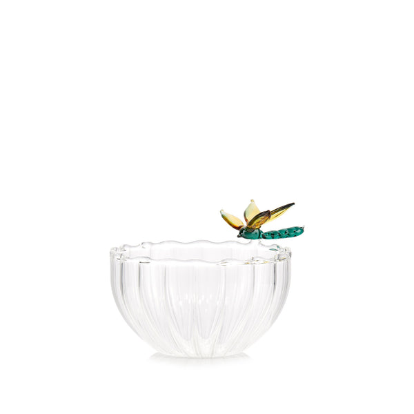 summerill & bishop S&B Exclusive Handblown Glass Dragonfly Bowl in Green & Yellow