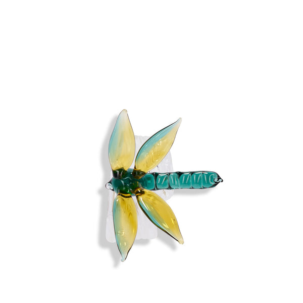 Summerill & Bishop S&B Exclusive Handblown Glass Dragonfly Napkin Ring In Green & Yellow