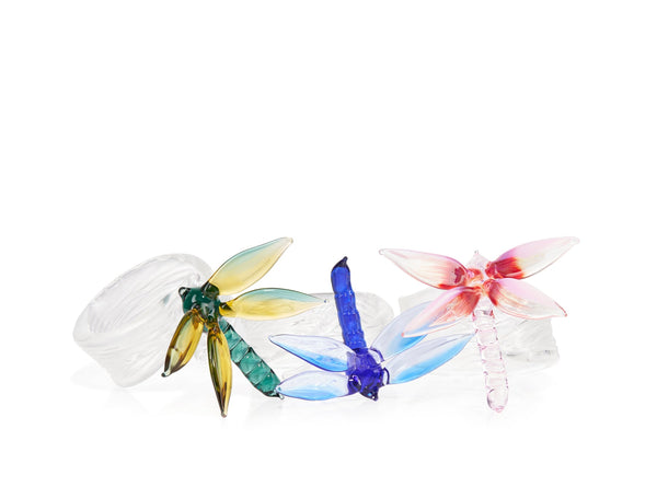 Summerill & Bishop S&B Exclusive Handblown Glass Dragonfly Napkin Ring In Blue