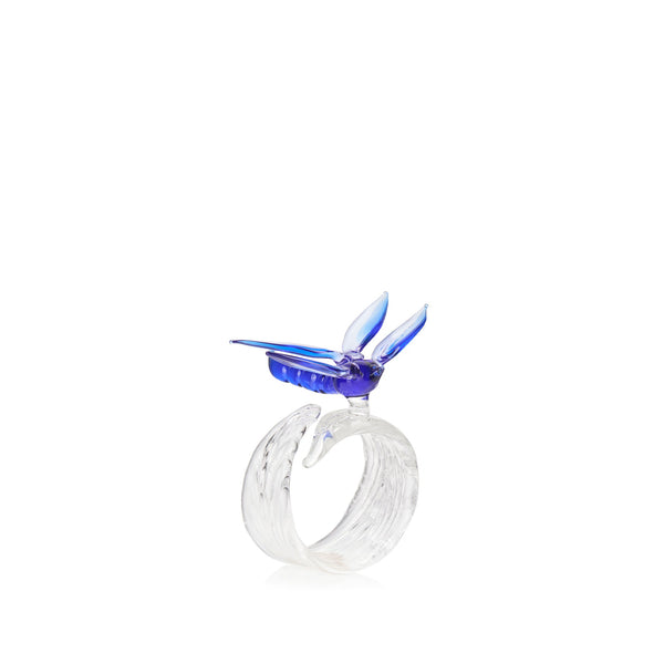summerill & bishop S&B Exclusive Handblown Glass Dragonfly Napkin Ring in Blue
