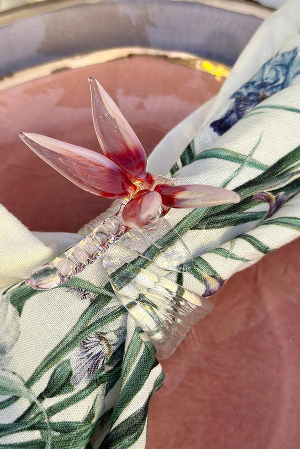 Summerill & Bishop S&B Exclusive Handblown Glass Dragonfly Napkin Ring In Pink