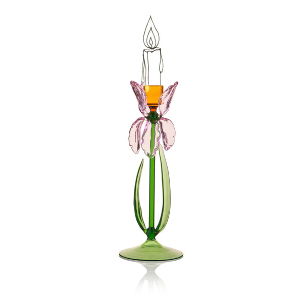 Summerill & Bishop S&B Exclusive Handblown Murano Iris Candlestick In Pink 27cm