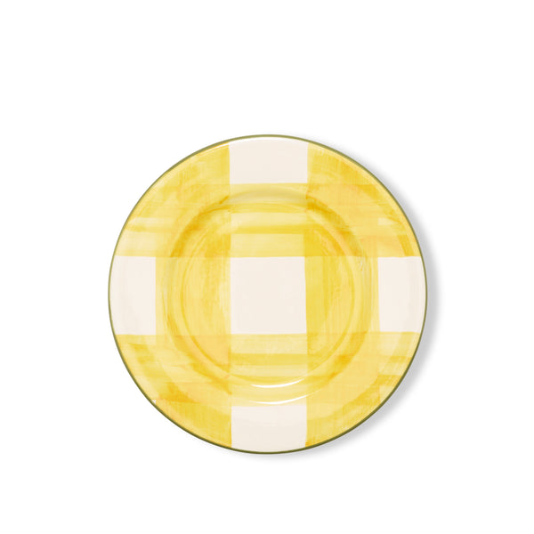 summerill & bishop S&B Gingham Dinner Plate in Yellow White & Green 29cm