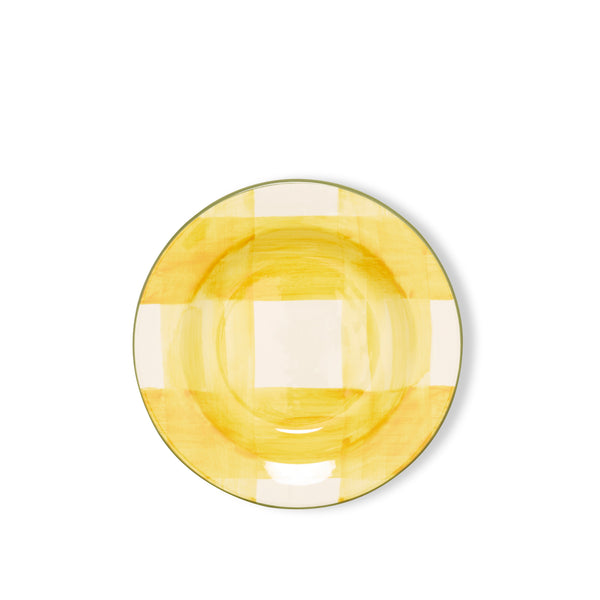 summerill & bishop S&B Gingham Soup Plate in Yellow White & Green 24cm