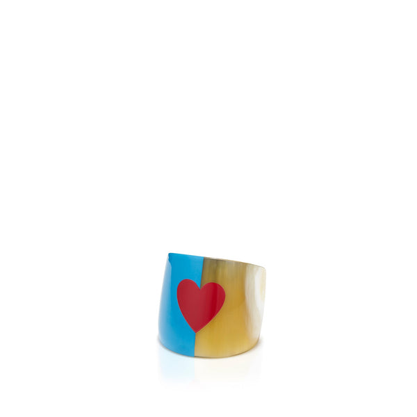 Summerill & Bishop S&B Heart Blue Lacquer & Horn Napkin Ring