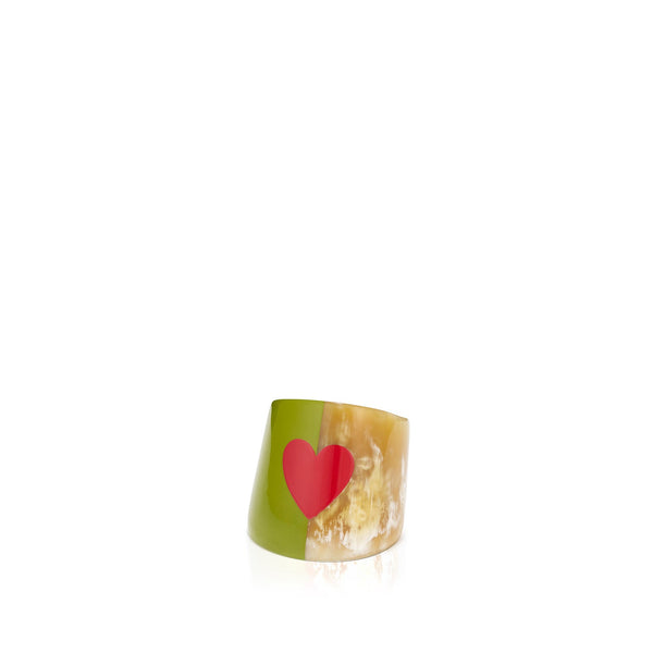 Summerill & Bishop S&B Heart Green Lacquer & Horn Napkin Ring