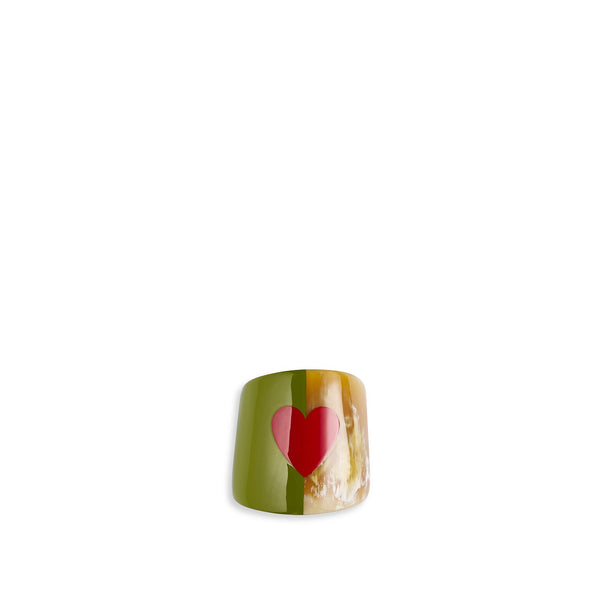 summerill & bishop S&B Heart Green Lacquer & Horn Napkin Ring