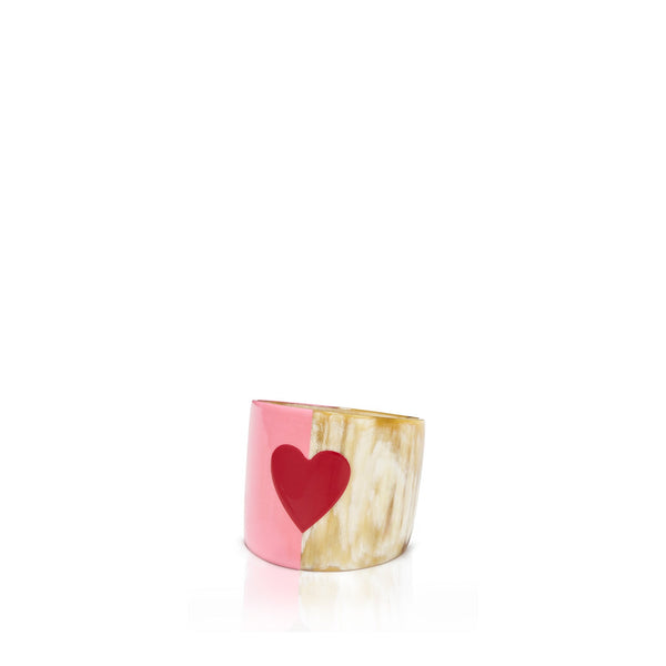 Summerill & Bishop S&B Heart Pink Lacquer & Horn Napkin Ring