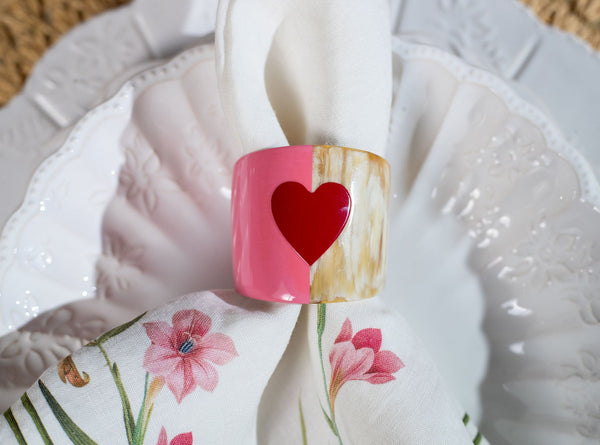 Summerill & Bishop S&B Heart Pink Lacquer & Horn Napkin Ring