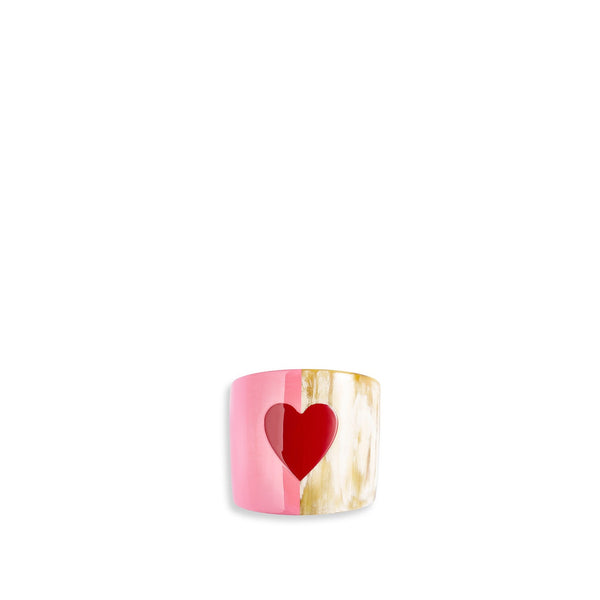 summerill & bishop S&B Heart Pink Lacquer & Horn Napkin Ring