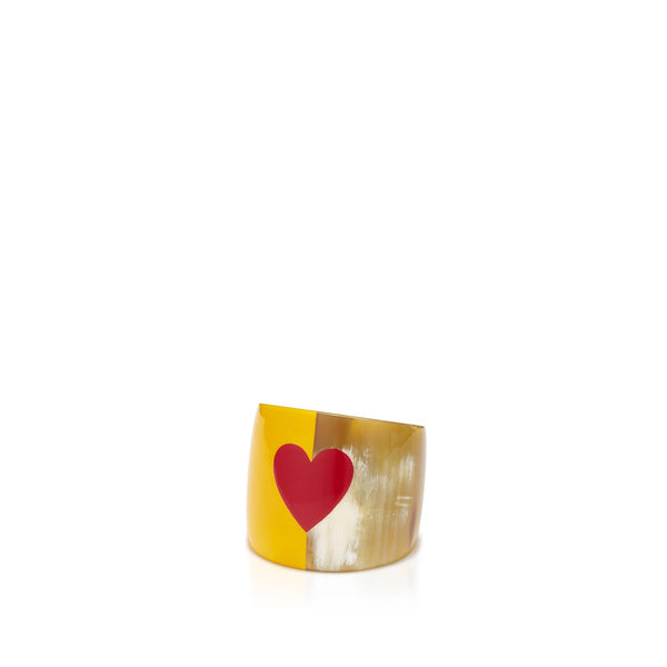 Summerill & Bishop S&B Heart Yellow Lacquer & Horn Napkin Ring