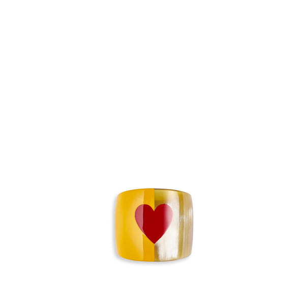 summerill & bishop S&B Heart Yellow Lacquer & Horn Napkin Ring