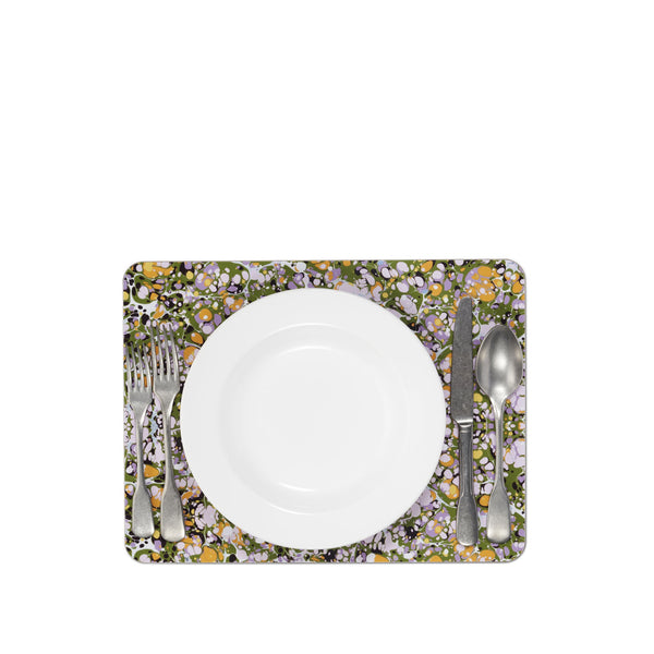 Summerill & Bishop S&B 'Marble' Cork-Backed Placemat In Green Rose Pink & Orange 29 X 38cm