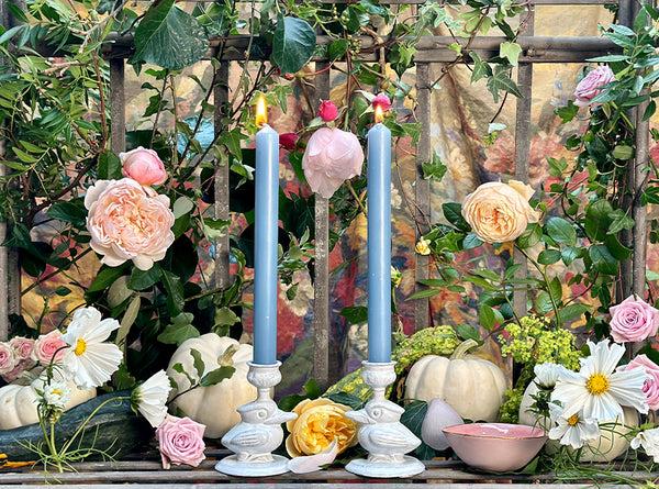 Summerill & Bishop S&B Set Of 2 Tapered Candles In Blue 25cm