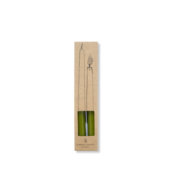 summerill & bishop S&B Set of 2 Tapered Candles in Olive Green 25cm