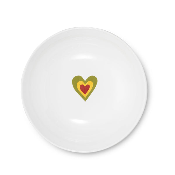 Summerill & Bishop S&B White Serving Bowl With A Heart In Avocado Green