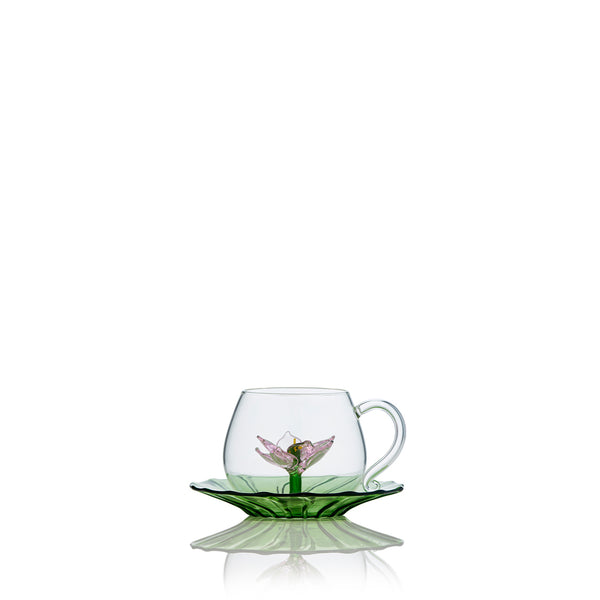 summerill & bishop S&B x Casarialto: Handblown Murano Waterlily Tea Cup & Saucer 15cm