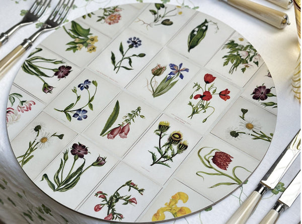 Summerill & Bishop S&B X John Derian 'Botanical Tiles' Round Cork-Backed Placemat 34cm
