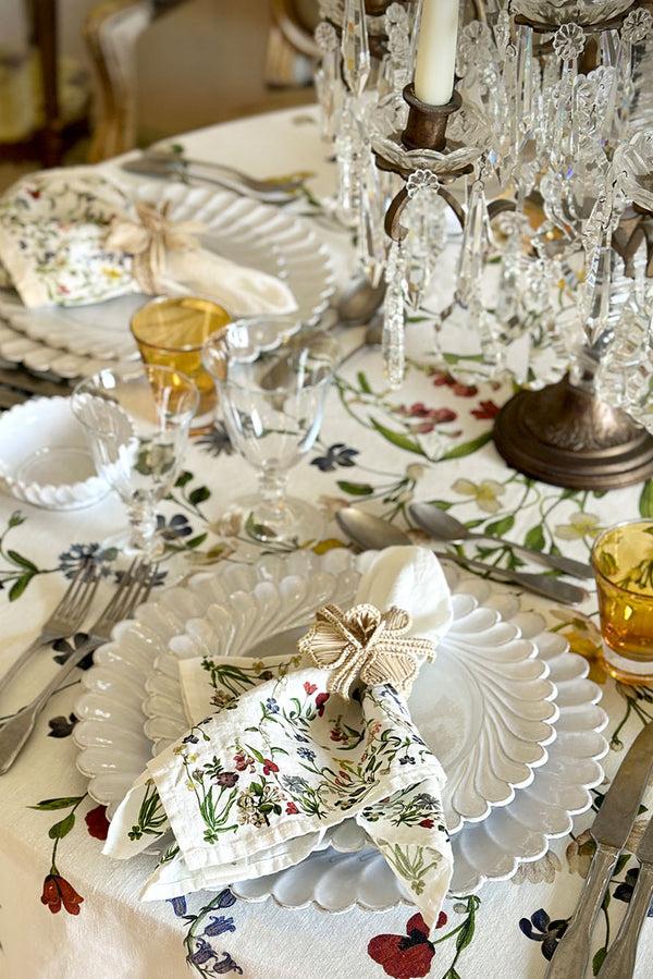 Summerill & Bishop S&B X John Derian 'Botanical Wildflower' Round Cork-Backed Placemat In White 34cm