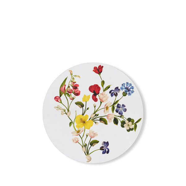 summerill & bishop S&B x John Derian 'Botanical Wildflower' Round Cork-Backed Placemat in White 34cm