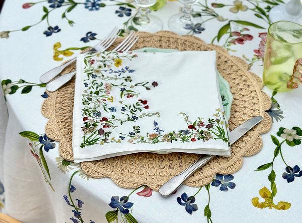 Summerill & Bishop S&B X John Derian 'Botanical Wildflower' Round Linen Tablecloth 260cm