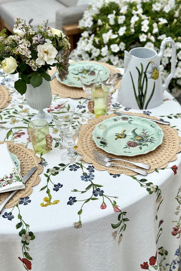 Summerill & Bishop S&B X John Derian 'Botanical Wildflower' Round Linen Tablecloth 260cm