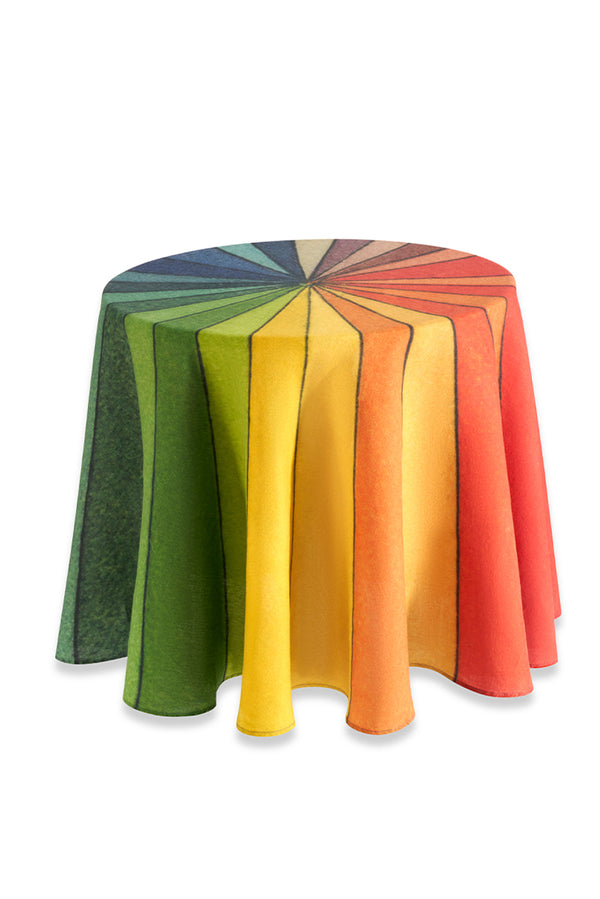 Summerill & Bishop S&B X John Derian 'Colour Wheel' Round Occasional Linen Tablecloth 165cm