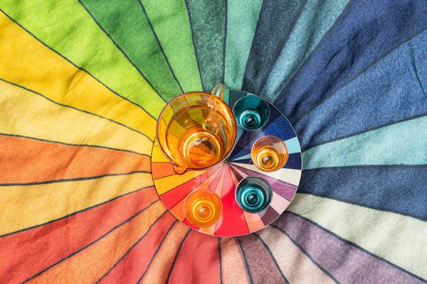 Summerill & Bishop S&B X John Derian 'Colour Wheel' Round Occasional Linen Tablecloth 165cm