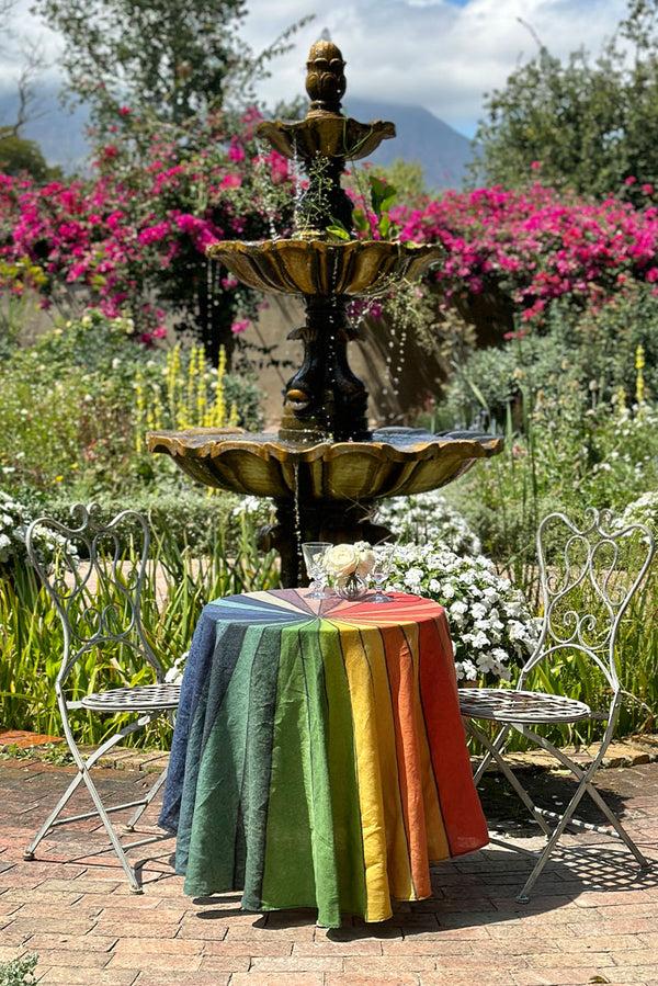 Summerill & Bishop S&B X John Derian 'Colour Wheel' Round Occasional Linen Tablecloth 165cm