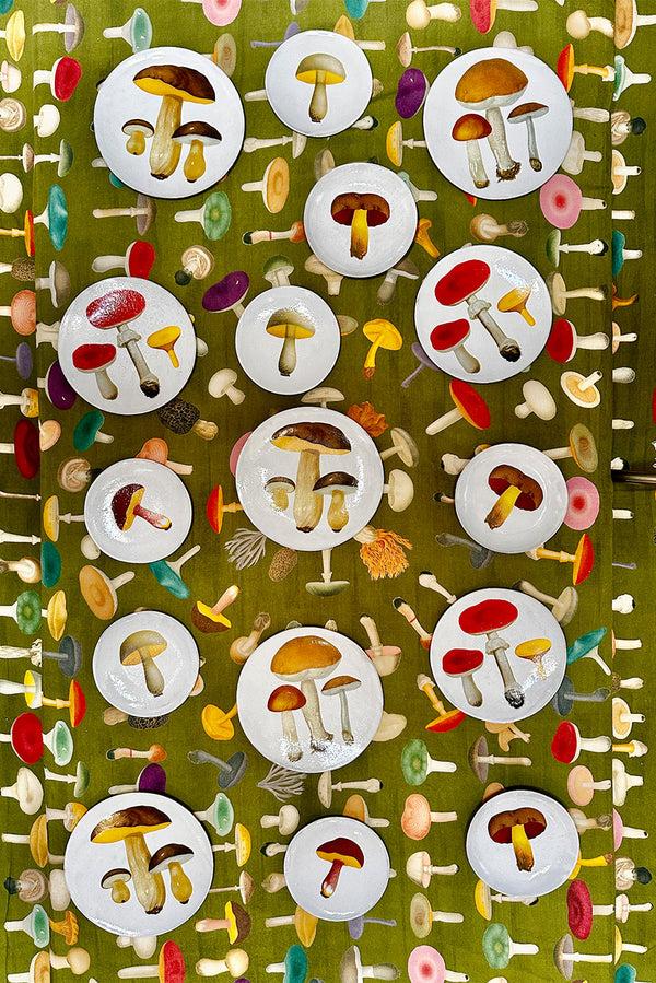 Summerill & Bishop S&B X John Derian Green 'Fungi' Linen Napkin 50x50cm