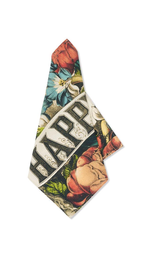 summerill & bishop S&B x John Derian 'Happy' Linen Napkin 50x50cm