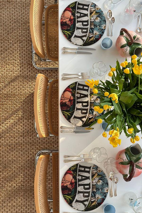 Summerill & Bishop S&B X John Derian 'Happy' Round Cork-Backed Placemat 34cm