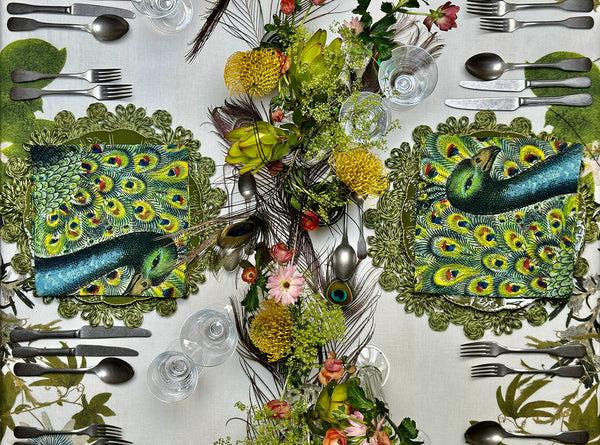 Summerill & Bishop S&B X John Derian 'Peacock' Linen Napkin 50x50cm