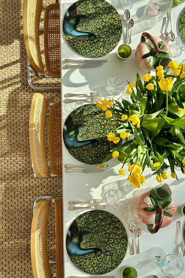 Summerill & Bishop S&B X John Derian 'Peacock' Round Cork-Backed Placemat 34cm